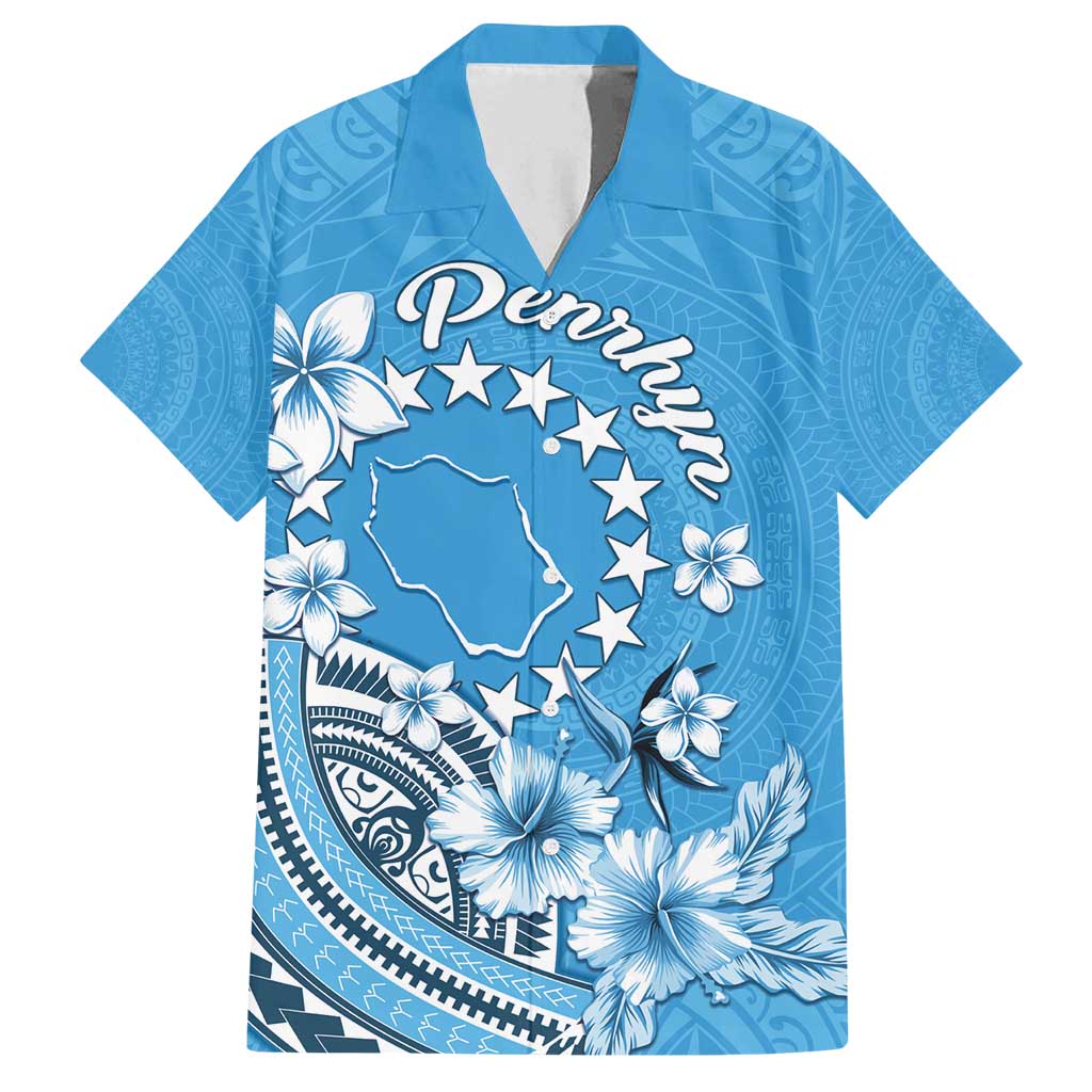 Personalised Penrhyn Gospel Day Family Matching Long Sleeve Bodycon Dress and Hawaiian Shirt Cook Islands Tribal Pattern LT05 Dad's Shirt - Short Sleeve Blue - Polynesian Pride