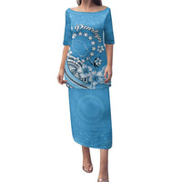 Personalised Penrhyn Gospel Day Family Matching Puletasi and Hawaiian Shirt Cook Islands Tribal Pattern LT05 Mom's Dress Blue - Polynesian Pride