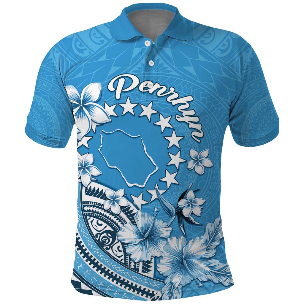Personalised Penrhyn Gospel Day Polo Shirt Cook Islands Tribal Pattern LT05 Blue - Polynesian Pride