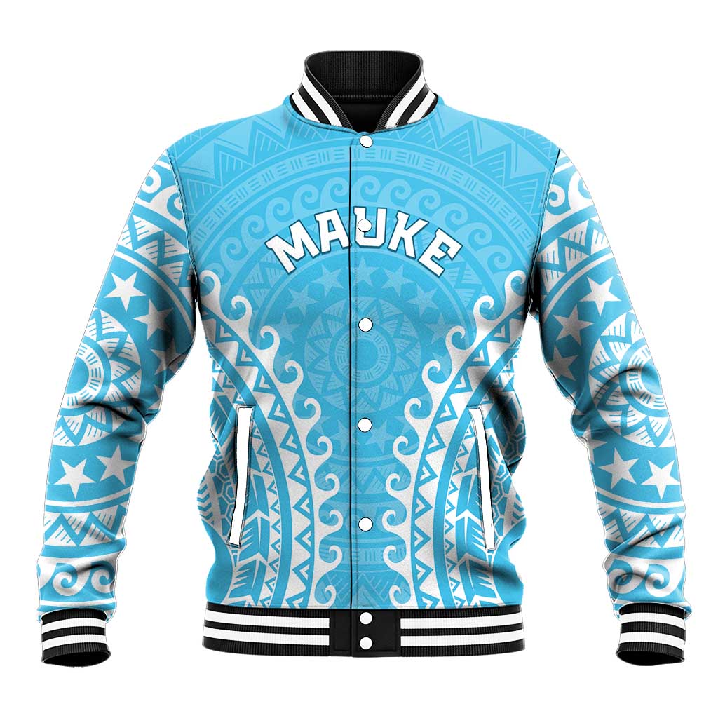 Custom Cook Islands Mauke Baseball Jacket Polynesian Tribal Tattoo
