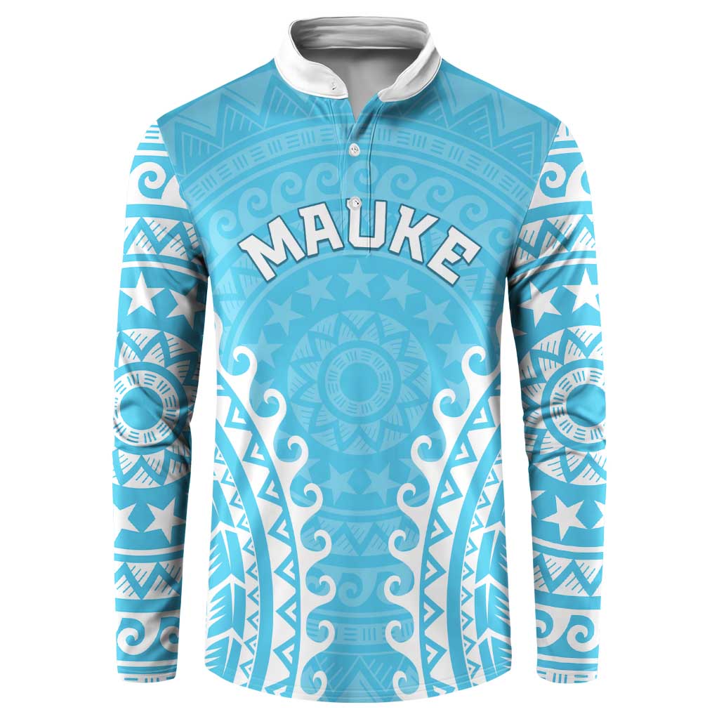 Custom Cook Islands Mauke Button Sweatshirt Polynesian Tribal Tattoo