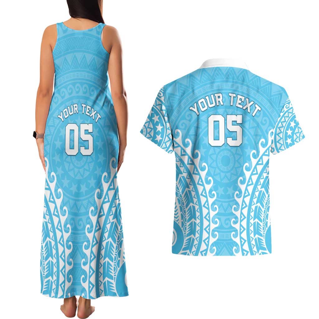 Custom Cook Islands Mauke Couples Matching Tank Maxi Dress and Hawaiian Shirt Polynesian Tribal Tattoo