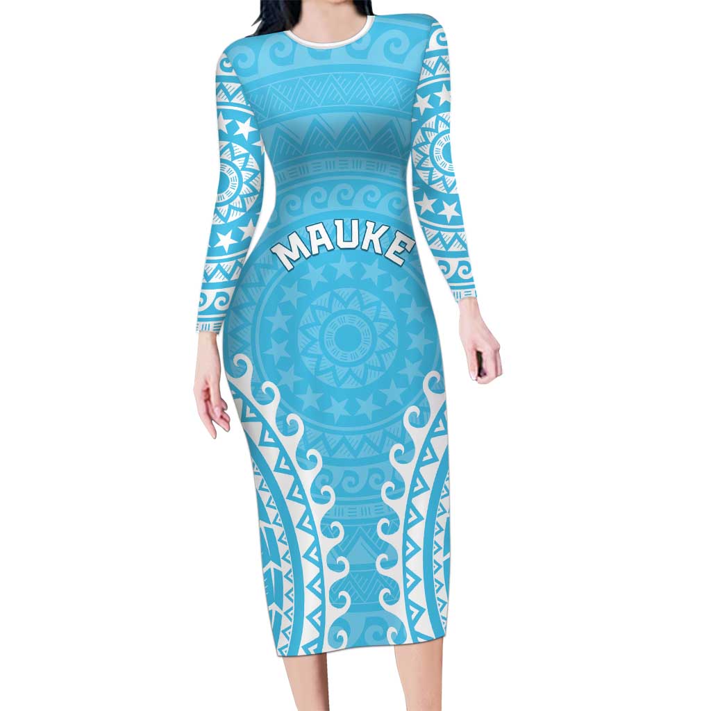 Custom Cook Islands Mauke Family Matching Long Sleeve Bodycon Dress and Hawaiian Shirt Polynesian Tribal Tattoo