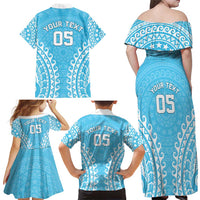 Custom Cook Islands Mauke Family Matching Off Shoulder Maxi Dress and Hawaiian Shirt Polynesian Tribal Tattoo