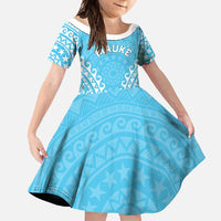 Custom Cook Islands Mauke Family Matching Short Sleeve Bodycon Dress and Hawaiian Shirt Polynesian Tribal Tattoo