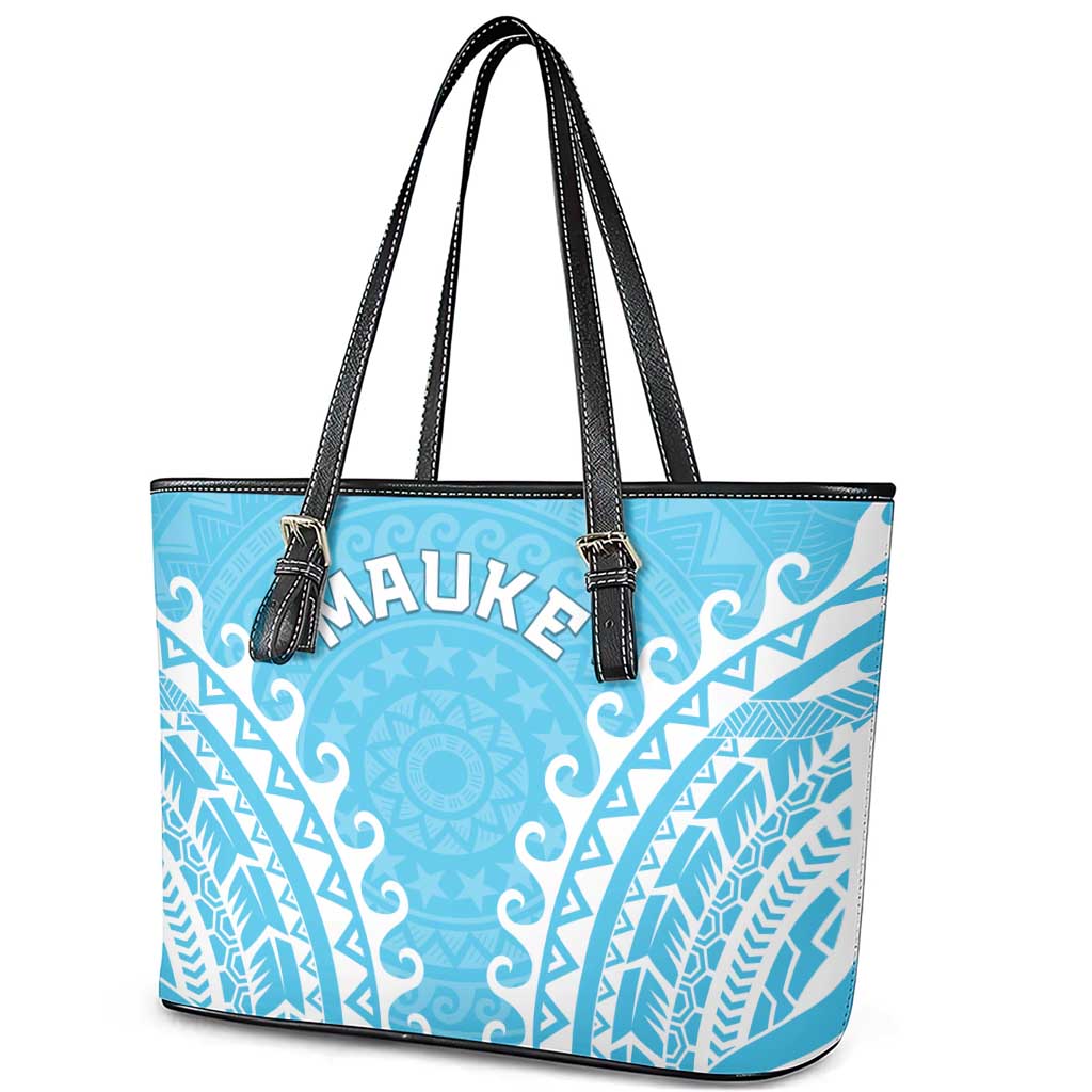 Cook Islands Mauke Leather Tote Bag Polynesian Tribal Tattoo LT05 - Polynesian Pride