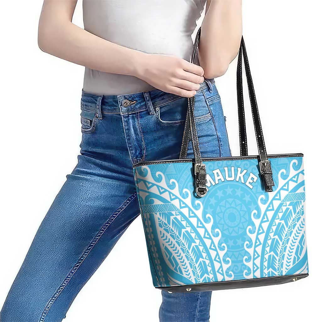 Cook Islands Mauke Leather Tote Bag Polynesian Tribal Tattoo LT05 - Polynesian Pride