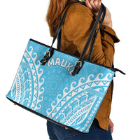 Cook Islands Mauke Leather Tote Bag Polynesian Tribal Tattoo LT05 - Polynesian Pride