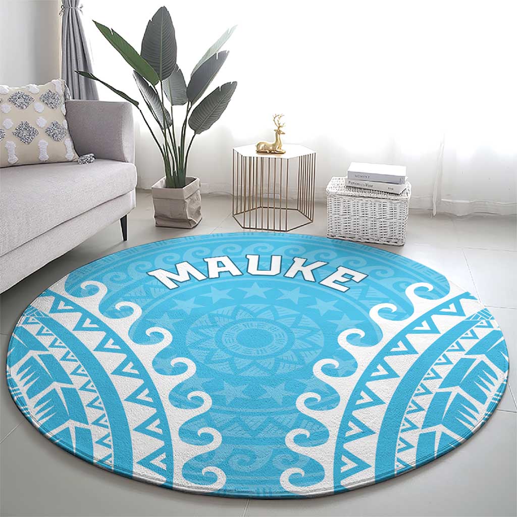 Custom Cook Islands Mauke Round Carpet Polynesian Tribal Tattoo
