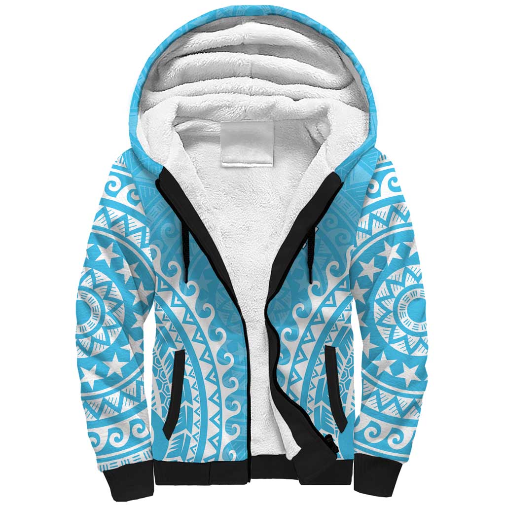 Custom Cook Islands Mauke Sherpa Hoodie Polynesian Tribal Tattoo