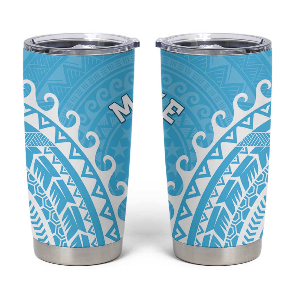 Cook Islands Mauke Tumbler Cup Polynesian Tribal Tattoo LT05 Baby Blue - Polynesian Pride