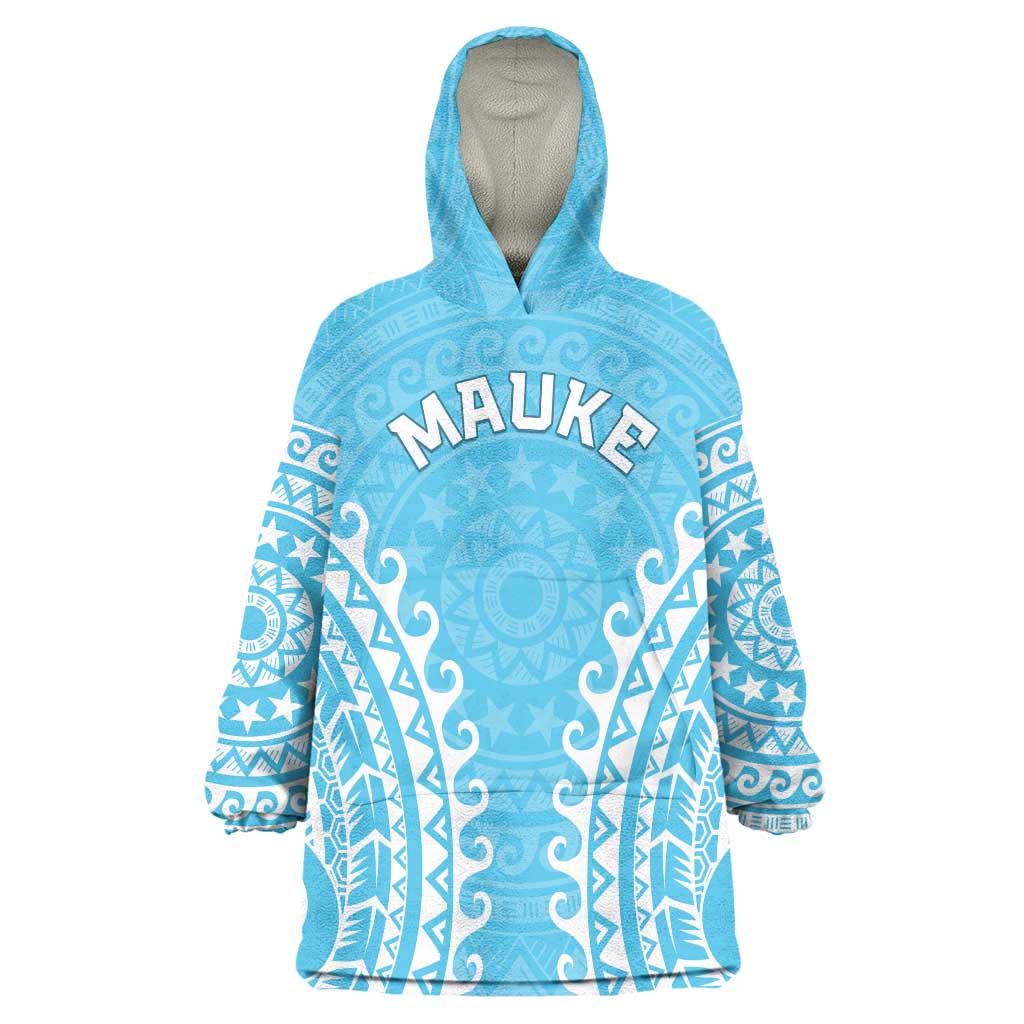 Custom Cook Islands Mauke Wearable Blanket Hoodie Polynesian Tribal Tattoo