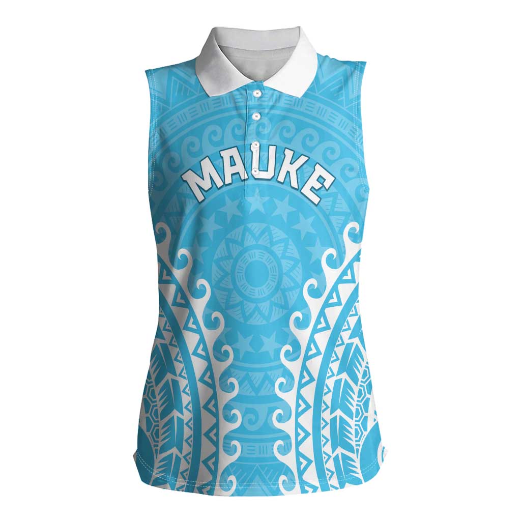 Custom Cook Islands Mauke Women Sleeveless Polo Shirt Polynesian Tribal Tattoo