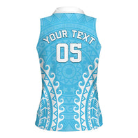 Custom Cook Islands Mauke Women Sleeveless Polo Shirt Polynesian Tribal Tattoo