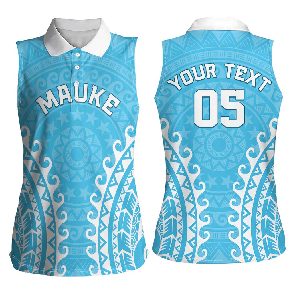 Custom Cook Islands Mauke Women Sleeveless Polo Shirt Polynesian Tribal Tattoo