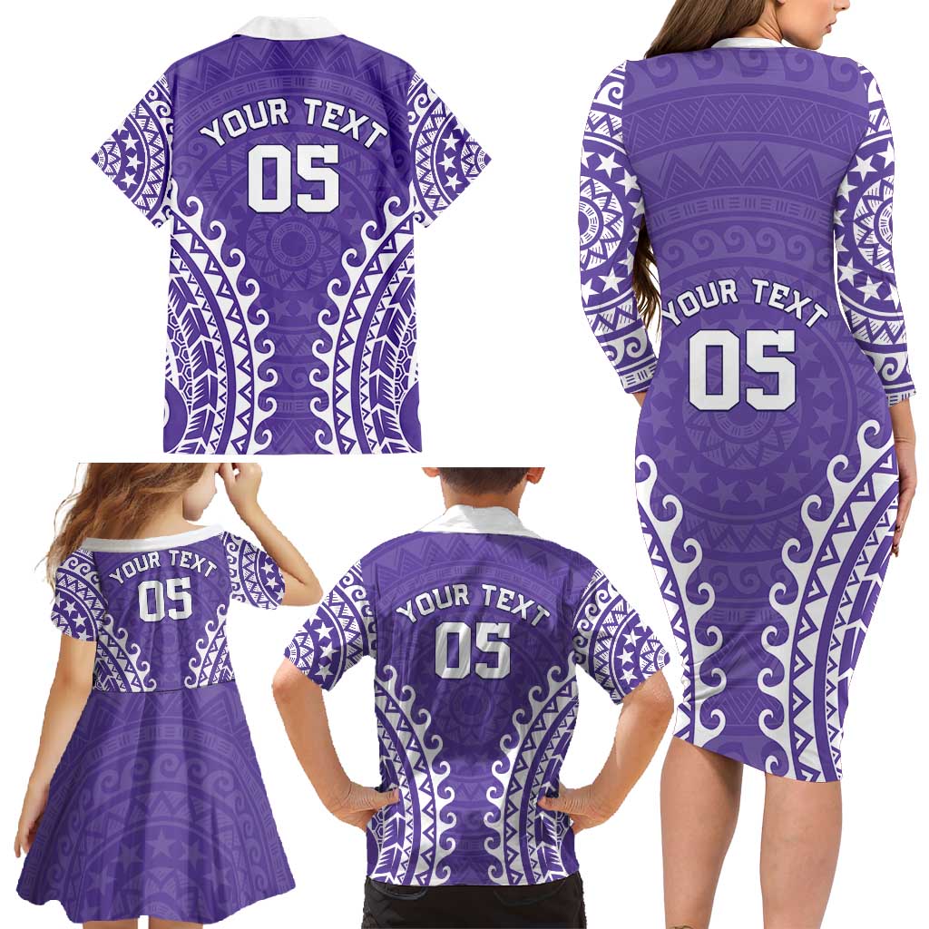 Custom Cook Islands Rarotonga Family Matching Long Sleeve Bodycon Dress and Hawaiian Shirt Polynesian Tribal Tattoo