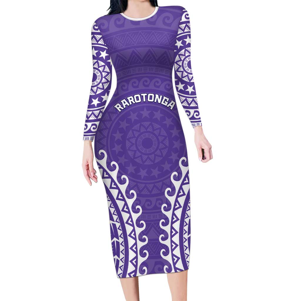 Custom Cook Islands Rarotonga Family Matching Long Sleeve Bodycon Dress and Hawaiian Shirt Polynesian Tribal Tattoo