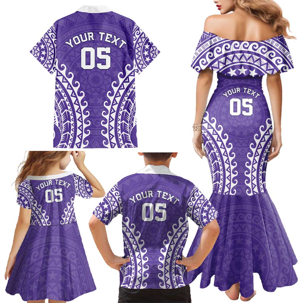 Custom Cook Islands Rarotonga Family Matching Mermaid Dress and Hawaiian Shirt Polynesian Tribal Tattoo