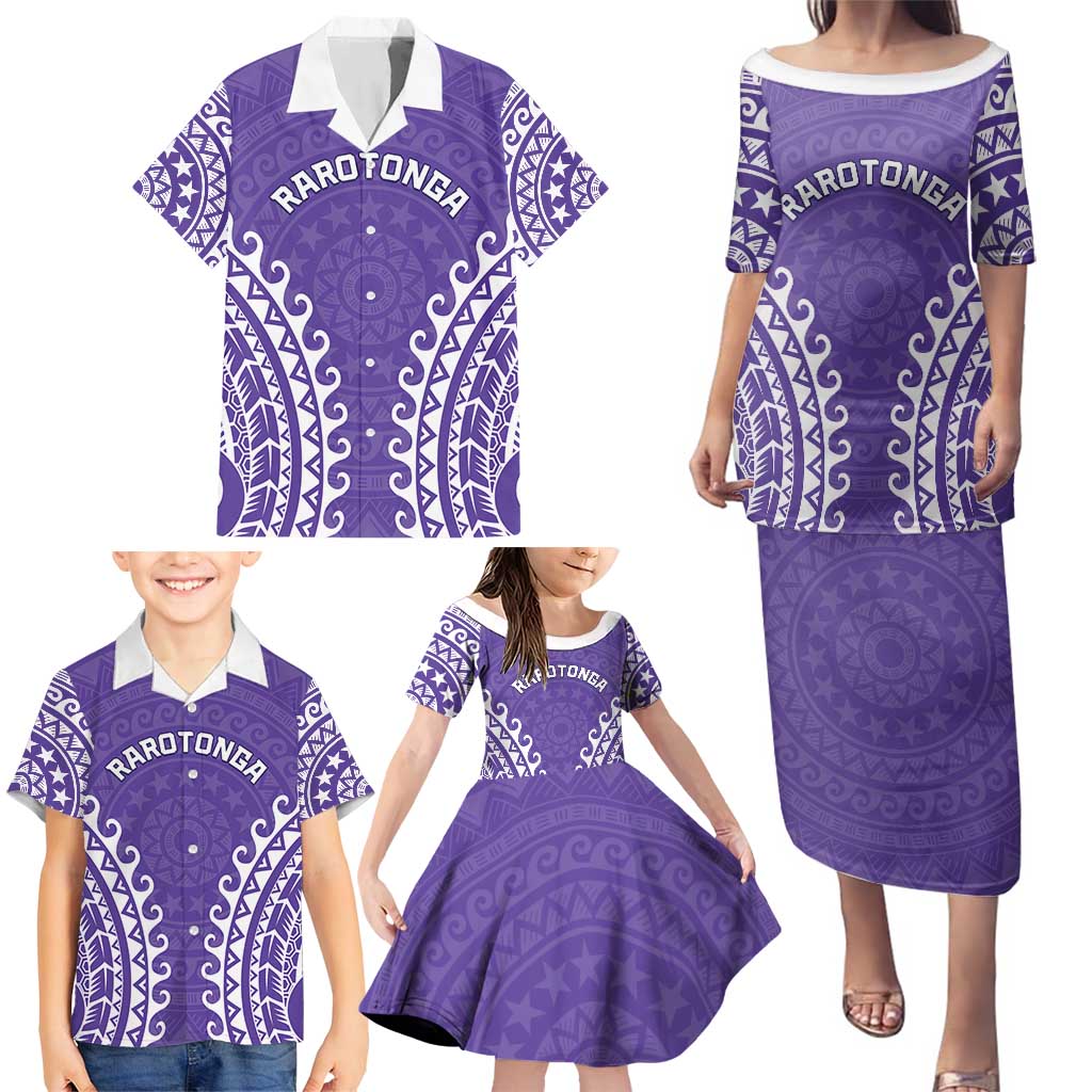 Custom Cook Islands Rarotonga Family Matching Puletasi and Hawaiian Shirt Polynesian Tribal Tattoo