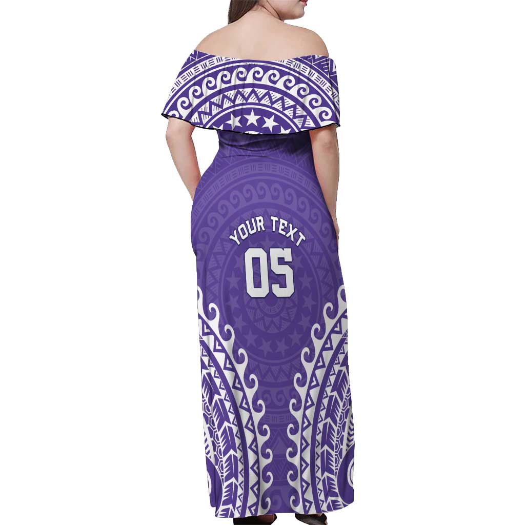 Custom Cook Islands Rarotonga Off Shoulder Maxi Dress Polynesian Tribal Tattoo LT05 - Polynesian Pride