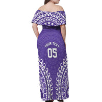 Custom Cook Islands Rarotonga Off Shoulder Maxi Dress Polynesian Tribal Tattoo LT05 - Polynesian Pride