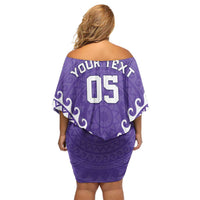 Custom Cook Islands Rarotonga Off Shoulder Short Dress Polynesian Tribal Tattoo LT05 - Polynesian Pride