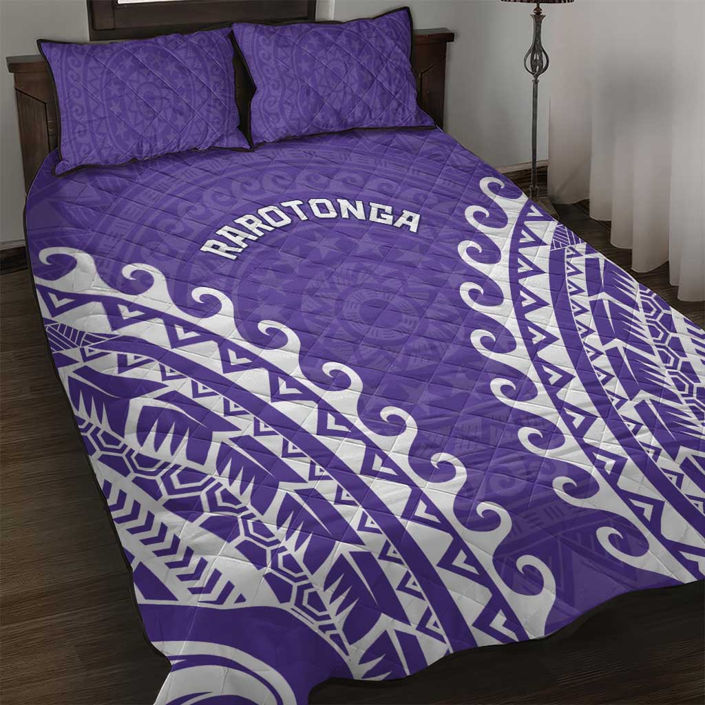 Cook Islands Rarotonga Quilt Bed Set Polynesian Tribal Tattoo LT05 Purple - Polynesian Pride