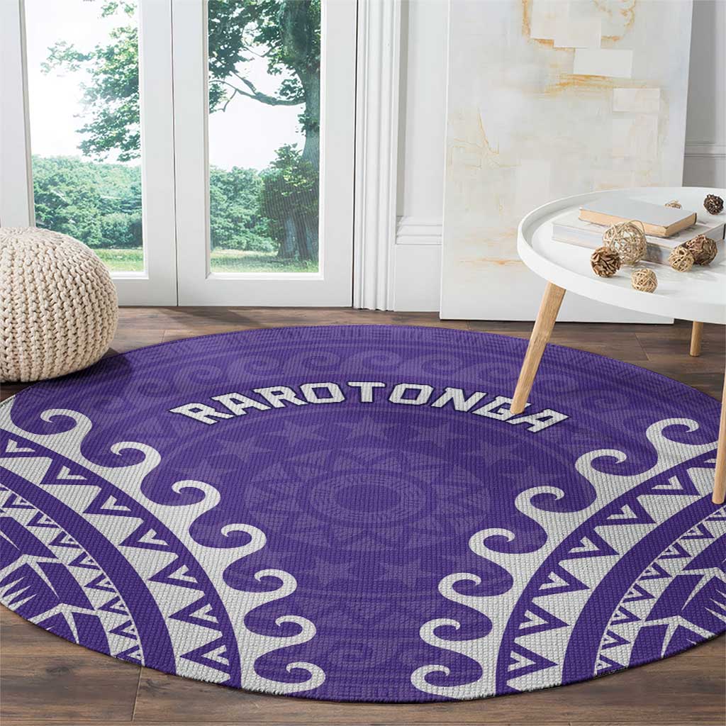 Custom Cook Islands Rarotonga Round Carpet Polynesian Tribal Tattoo