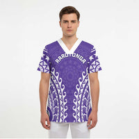 Custom Cook Islands Rarotonga Scrub Top Polynesian Tribal Tattoo - Polynesian Pride