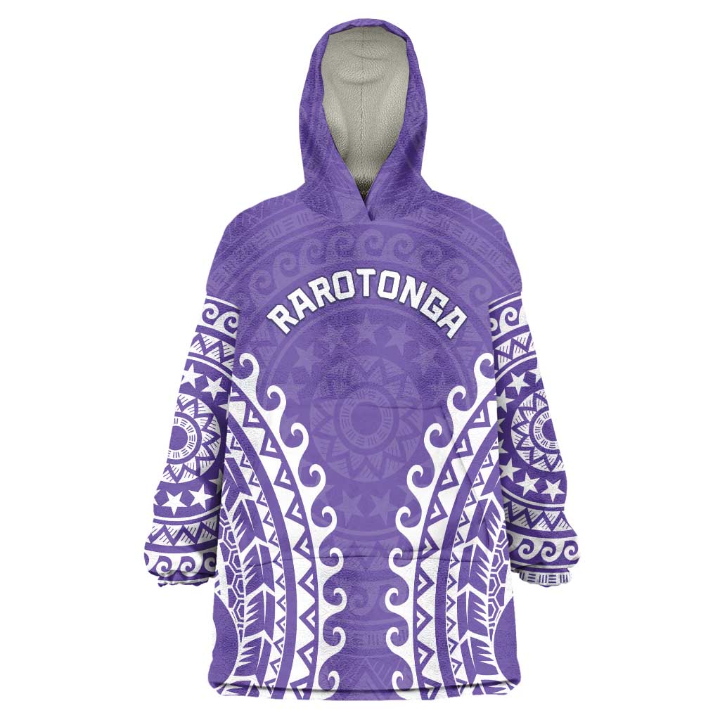 Custom Cook Islands Rarotonga Wearable Blanket Hoodie Polynesian Tribal Tattoo