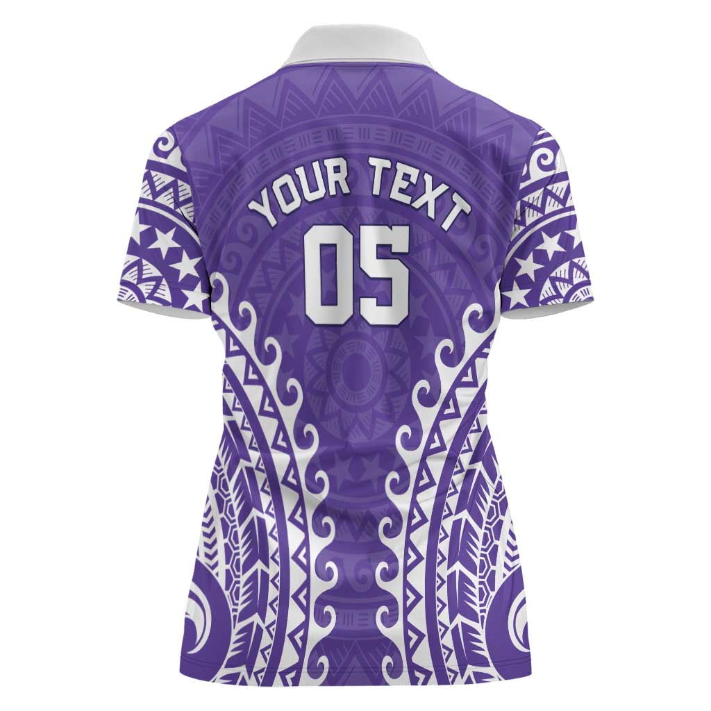 Custom Cook Islands Rarotonga Women Polo Shirt Polynesian Tribal Tattoo