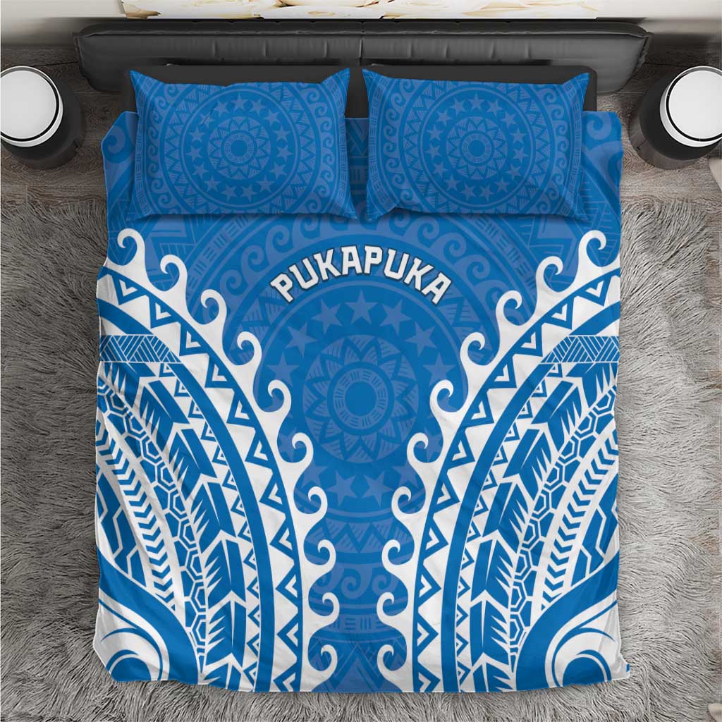 Cook Islands Pukapuka Bedding Set Polynesian Tribal Tattoo LT05 Blue - Polynesian Pride