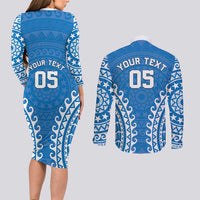 Custom Cook Islands Pukapuka Couples Matching Long Sleeve Bodycon Dress and Long Sleeve Button Shirt Polynesian Tribal Tattoo