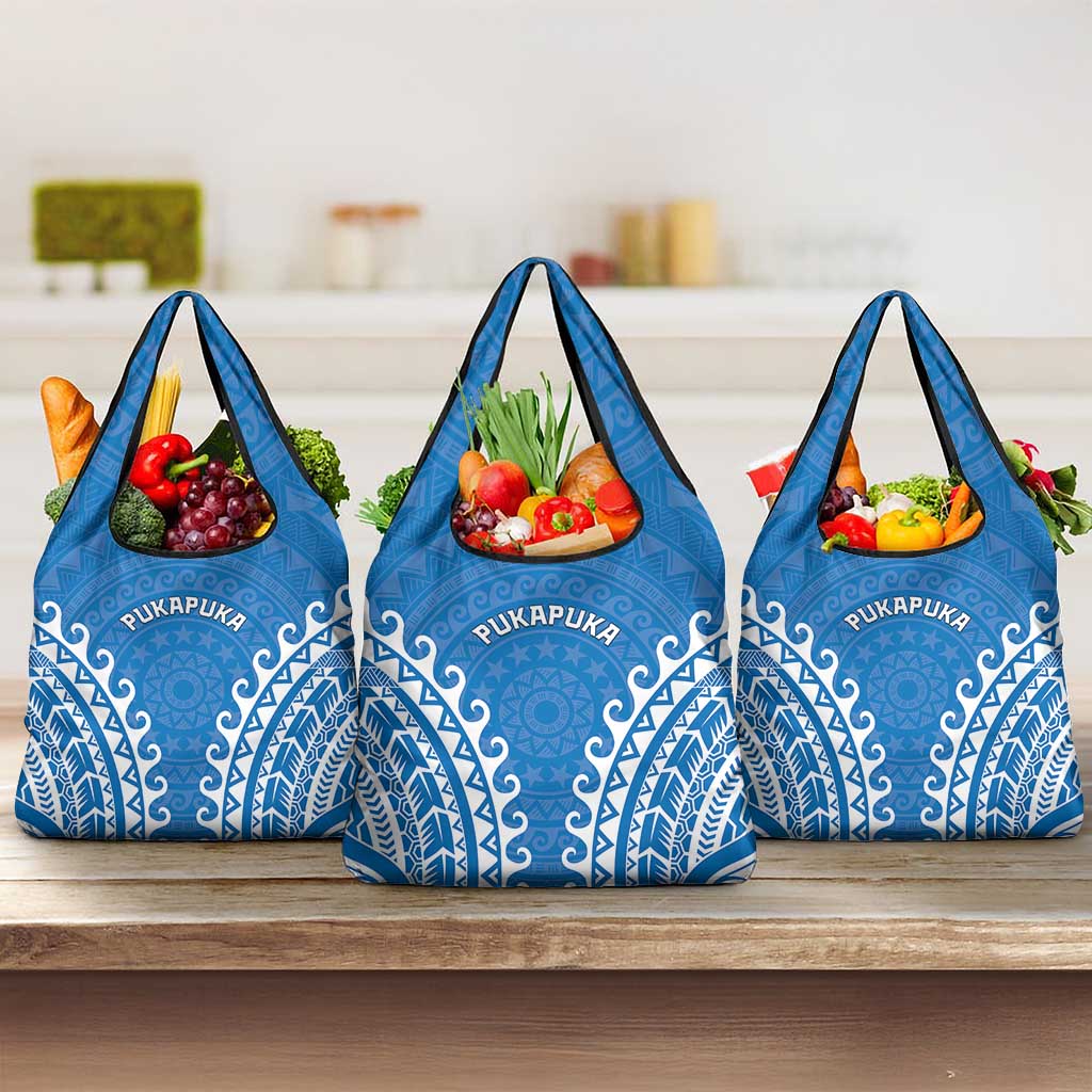 Custom Cook Islands Pukapuka Grocery Bag Polynesian Tribal Tattoo