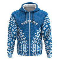 Custom Cook Islands Pukapuka Hoodie Polynesian Tribal Tattoo LT05 Zip Hoodie Blue - Polynesian Pride