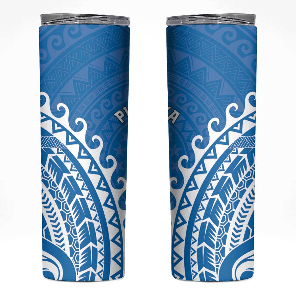 Cook Islands Pukapuka Skinny Tumbler Polynesian Tribal Tattoo LT05 Blue - Polynesian Pride