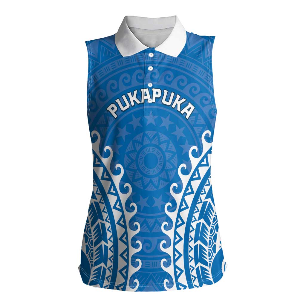 Custom Cook Islands Pukapuka Women Sleeveless Polo Shirt Polynesian Tribal Tattoo