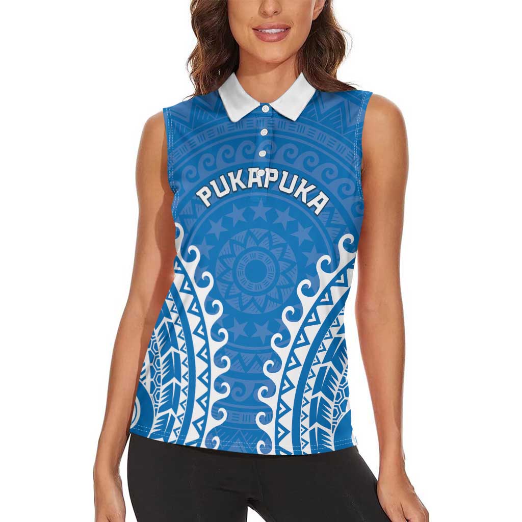 Custom Cook Islands Pukapuka Women Sleeveless Polo Shirt Polynesian Tribal Tattoo