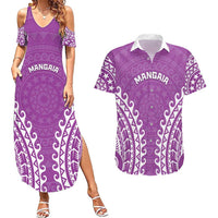 Custom Cook Islands Mangaia Couples Matching Summer Maxi Dress and Hawaiian Shirt Polynesian Tribal Tattoo