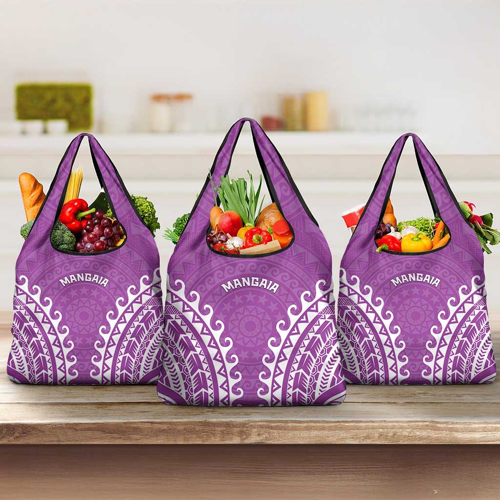 Custom Cook Islands Mangaia Grocery Bag Polynesian Tribal Tattoo