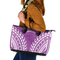 Custom Cook Islands Mangaia Leather Tote Bag Polynesian Tribal Tattoo