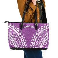 Custom Cook Islands Mangaia Leather Tote Bag Polynesian Tribal Tattoo