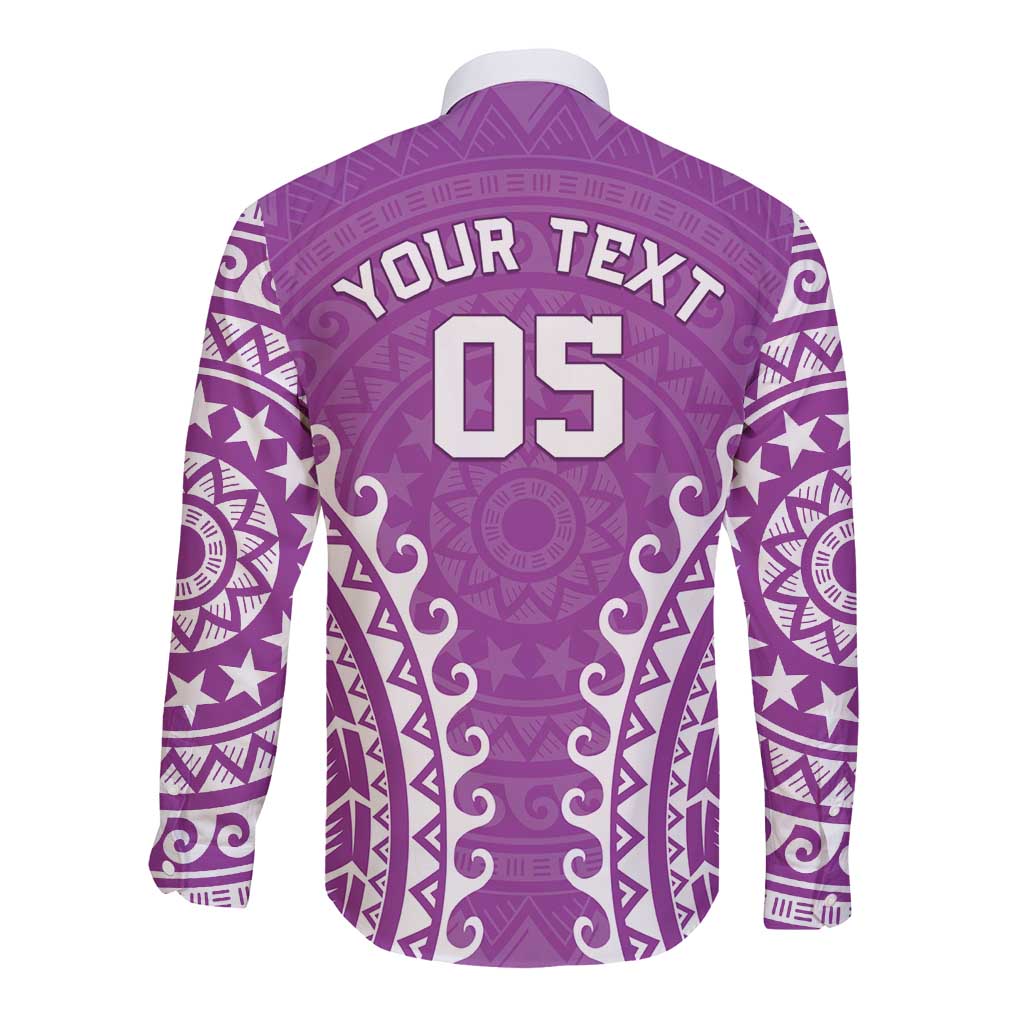 Custom Cook Islands Mangaia Long Sleeve Button Shirt Polynesian Tribal Tattoo