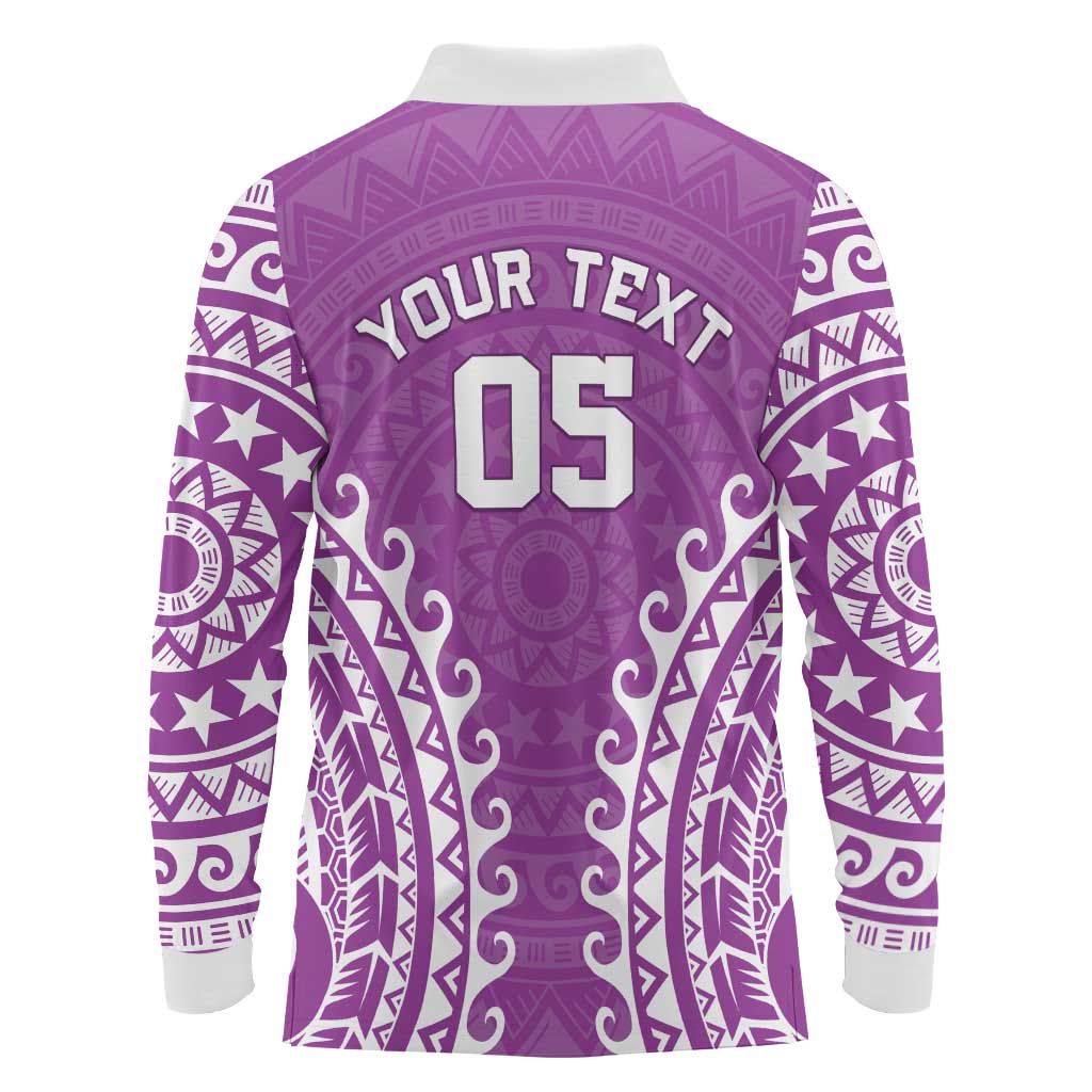 Custom Cook Islands Mangaia Long Sleeve Polo Shirt Polynesian Tribal Tattoo