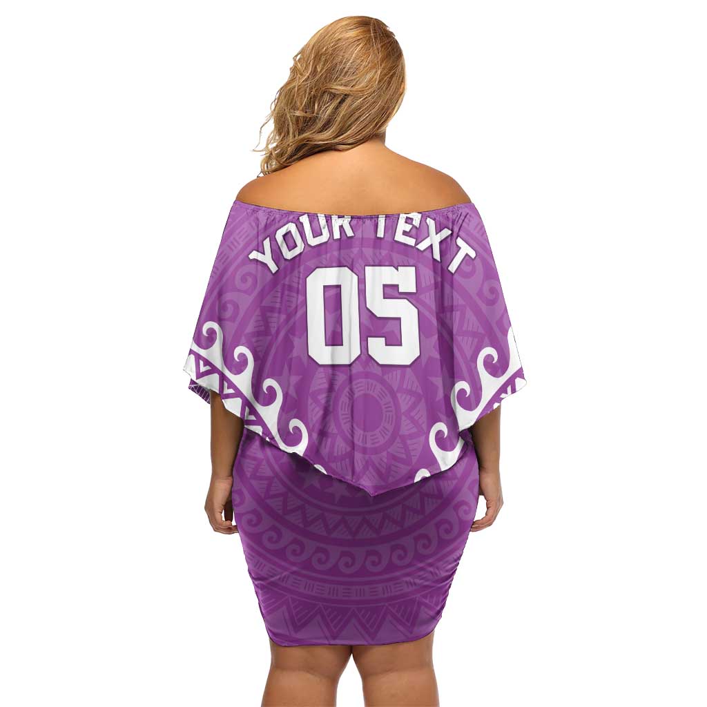 Custom Cook Islands Mangaia Off Shoulder Short Dress Polynesian Tribal Tattoo