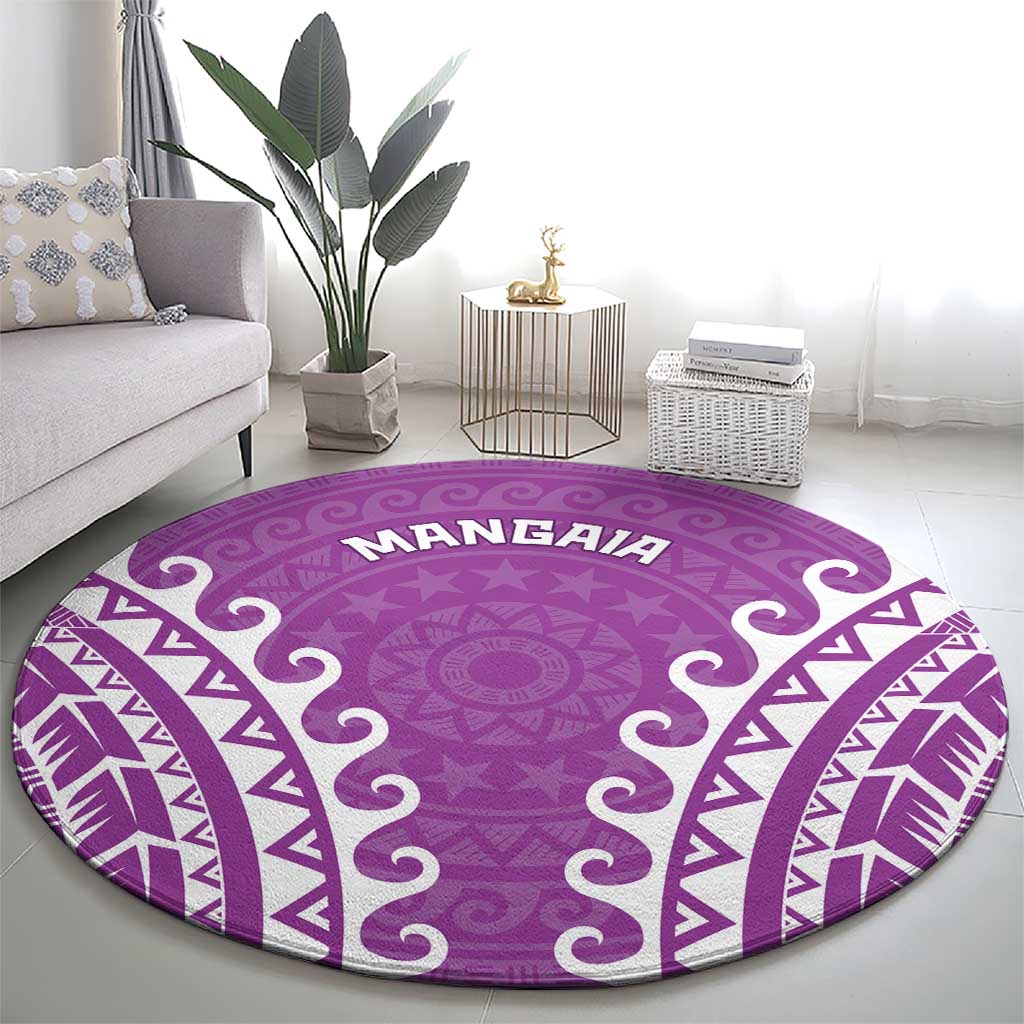 Custom Cook Islands Mangaia Round Carpet Polynesian Tribal Tattoo
