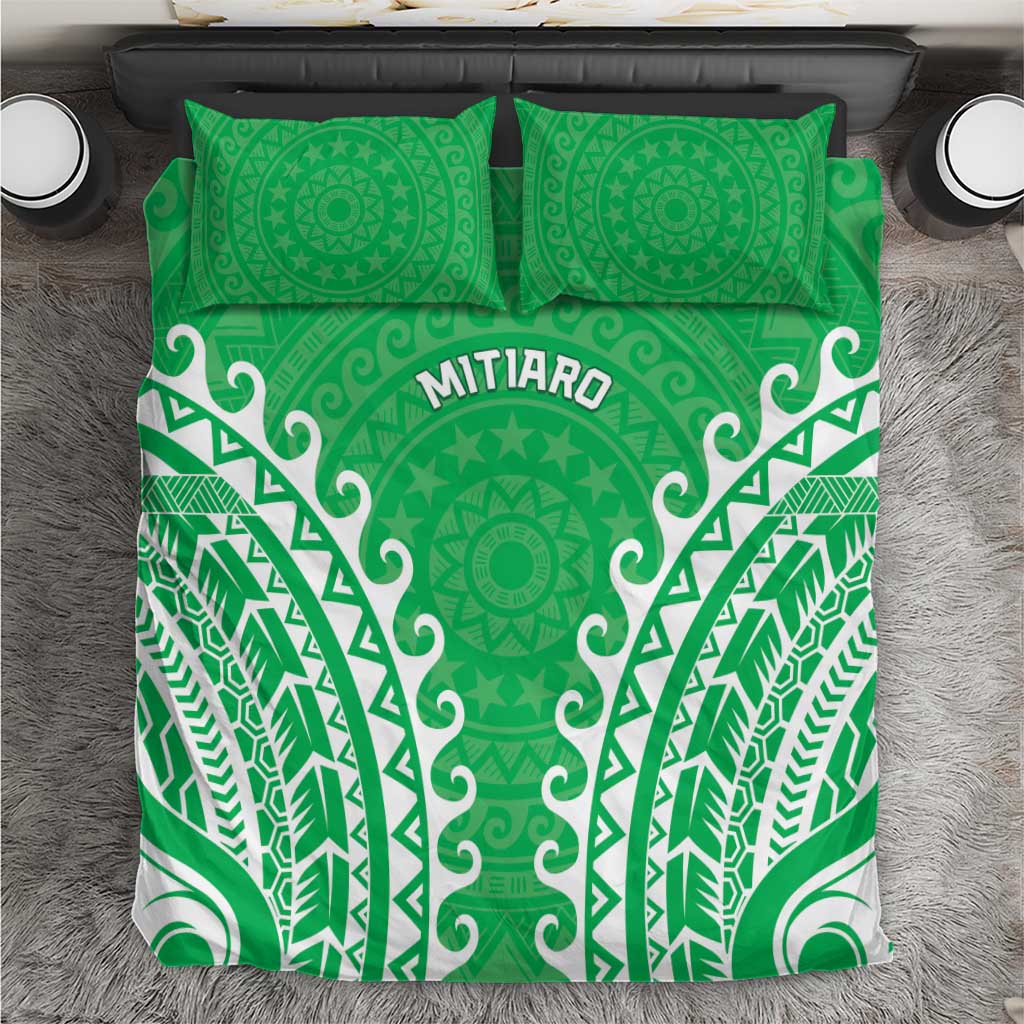 Cook Islands Mitiaro Bedding Set Polynesian Tribal Tattoo LT05 Green - Polynesian Pride