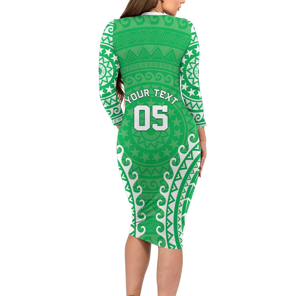 Custom Cook Islands Mitiaro Family Matching Long Sleeve Bodycon Dress and Hawaiian Shirt Polynesian Tribal Tattoo