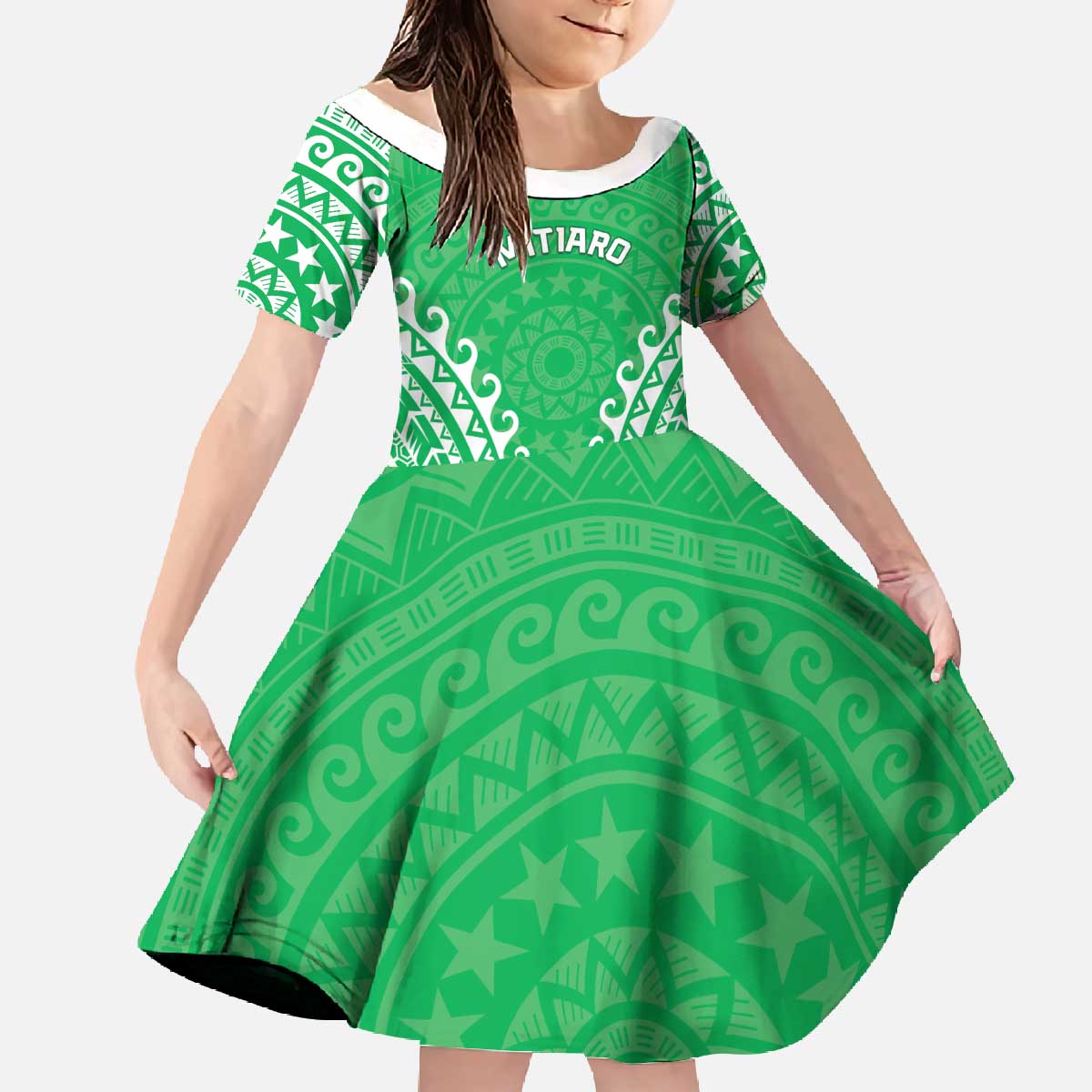 Custom Cook Islands Mitiaro Family Matching Off The Shoulder Long Sleeve Dress and Hawaiian Shirt Polynesian Tribal Tattoo