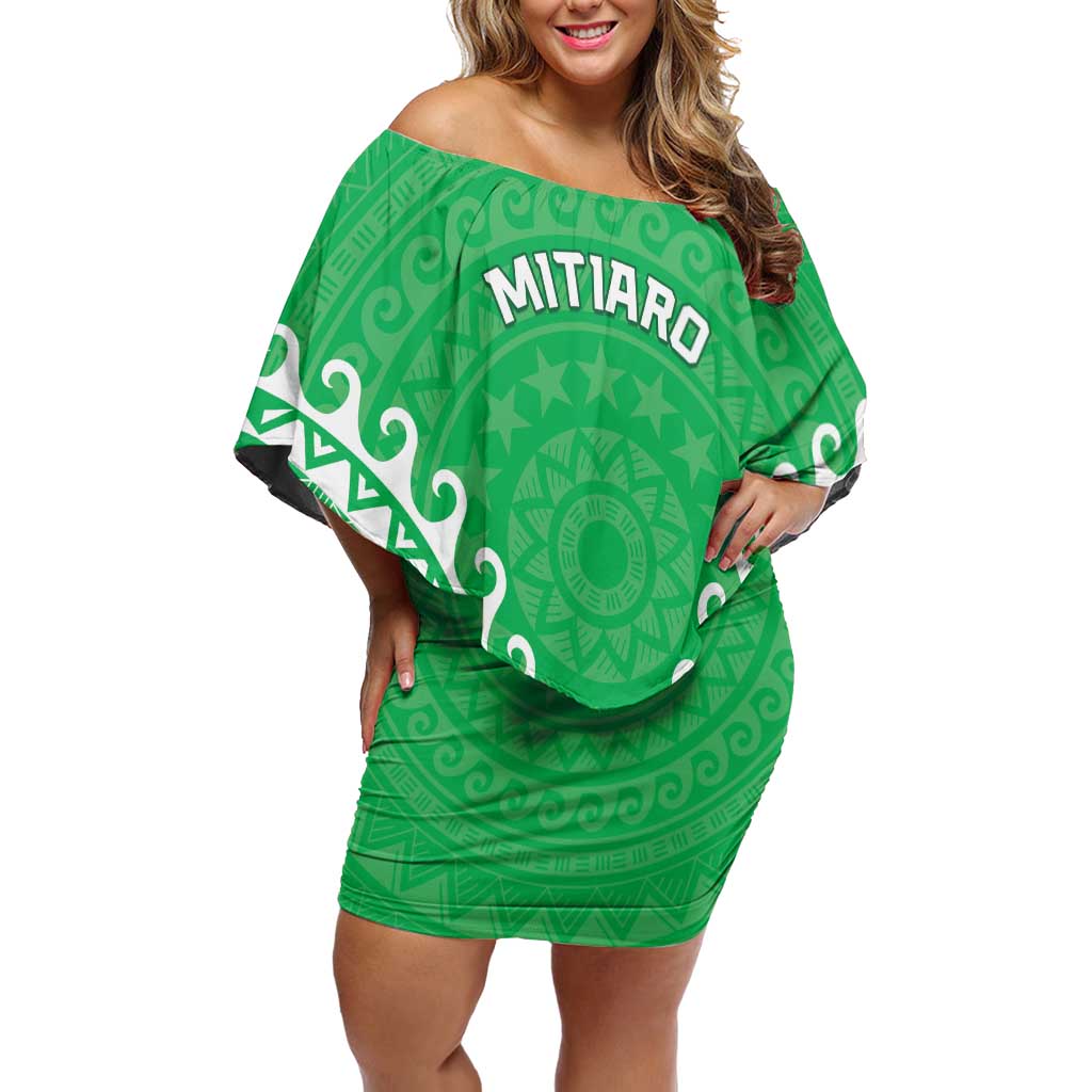 Custom Cook Islands Mitiaro Family Matching Off Shoulder Short Dress and Hawaiian Shirt Polynesian Tribal Tattoo